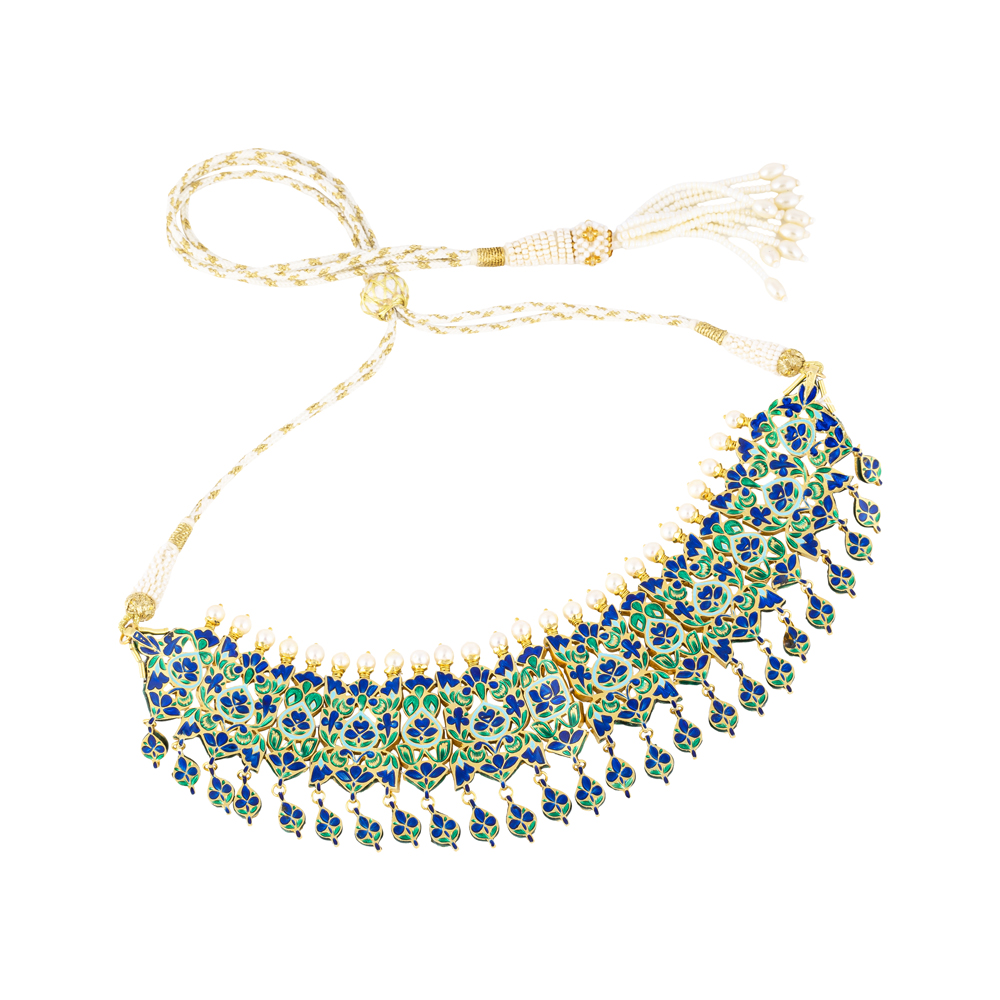 Polki Choker with Teardrop Polkis Hanging & Pearl Fungars